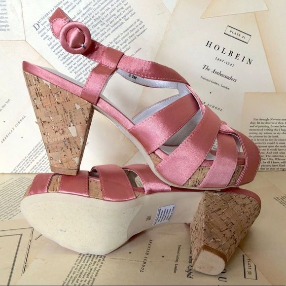 Jeffrey Campbell Satin Cork Platform Sandal 8.5 - Picture 5 of 6